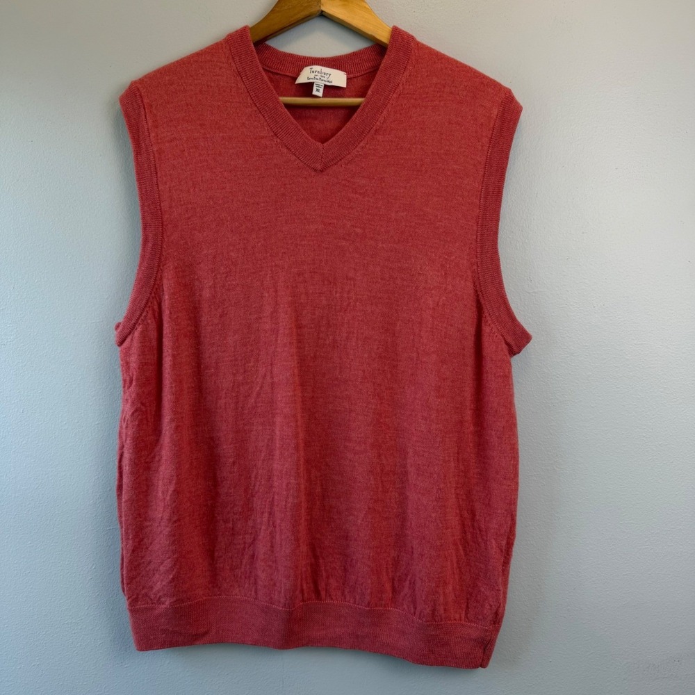 Turnbury XL Extra Fine Merino Wool Sweater Vest Golf Preppy Red